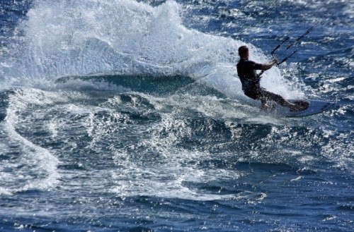 Kitesurfing in El Medano Harbour Wall Muelle 03-12-2012