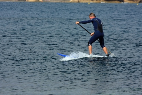 Stand up paddle surfing SUP in El Medano
