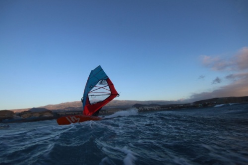 Sunrise wave windsurfing at El Cabezo in El Medano 26-01-2018