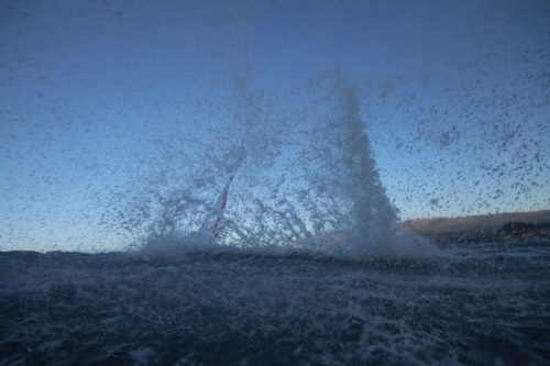 Sunrise wave windsurfing at El Cabezo in El Medano 26-01-2018