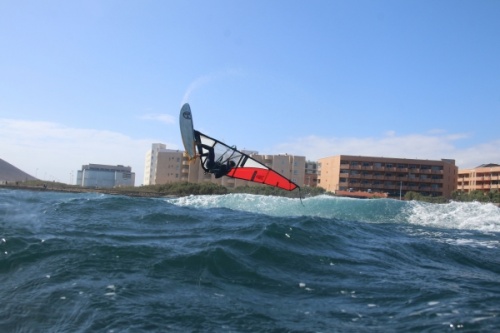 Wave windsurfing at El Cabezo in El Medano Tenerife 02-02-2019