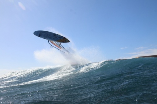 Wave windsurfing at El Cabezo in El Medano Tenerife 02-02-2019