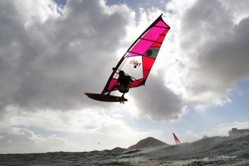 Wave windsurfing at El Cabezo in El Medano Tenerife 12-12-2019