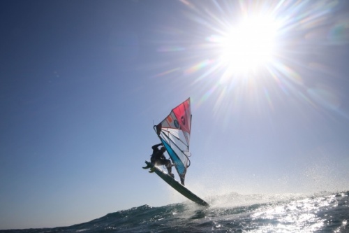 Wave windsurfing at El Cabezo in El Medano Tenerife 22-01-2019