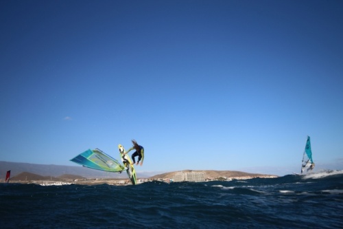 Wave windsurfing at El Cabezo in El Medano Tenerife 22-01-2019