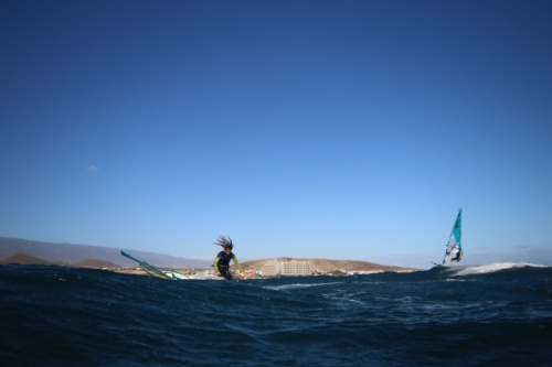 Wave windsurfing at El Cabezo in El Medano Tenerife 22-01-2019