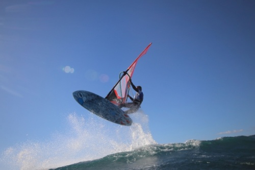 Wave windsurfing at El Cabezo in El Medano Tenerife 22-01-2019