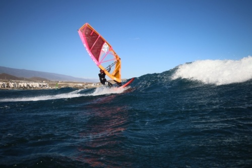 Wave windsurfing at El Cabezo in El Medano Tenerife 22-01-2019