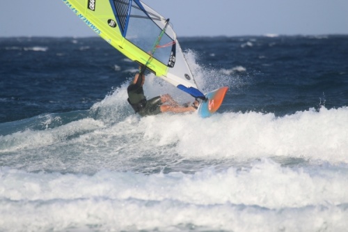 Wave windsurfing at El Cabezo in El Medano Tenerife 26-04-2019