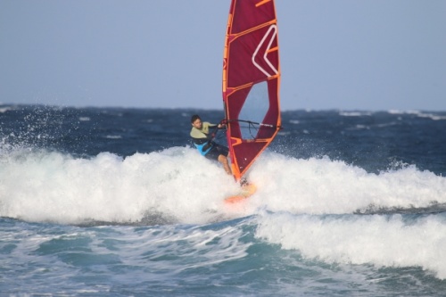 Wave windsurfing at El Cabezo in El Medano Tenerife 26-04-2019