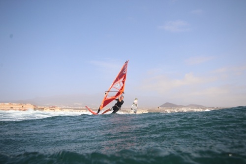 Wave windsurfing at El Cabezo in El Medano Tenerife 26-09-2020