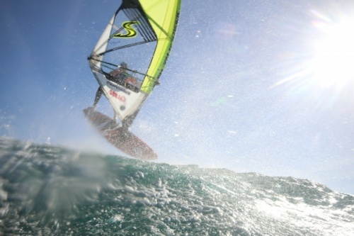 Wave windsurfing at El Cabezo in El Medano Tenerife 29-01-2019