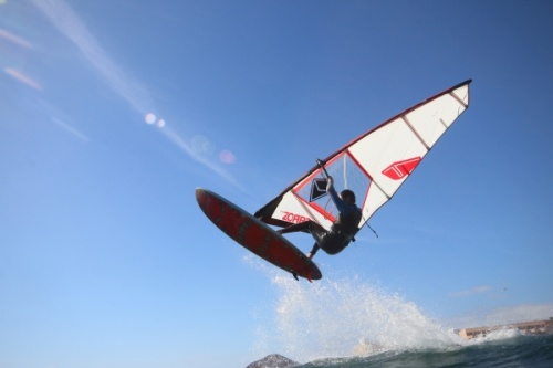 Wave windsurfing at El Cabezo in El Medano Tenerife 29-01-2019