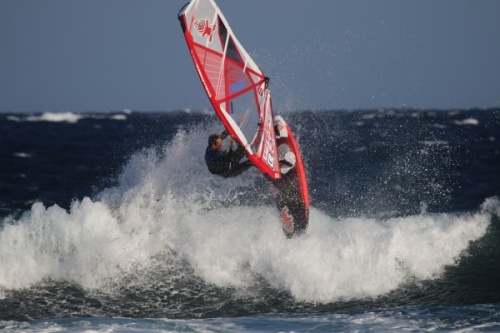 Windsurfing at El Cabezo in El Medano Tenerife 08-01-2015