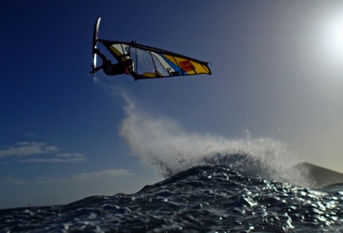 Windsurfing at El Cabezo in El Medano Tenerife 23-01-2014