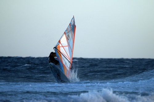 Windsurfing at Habrour Wall in El Medano