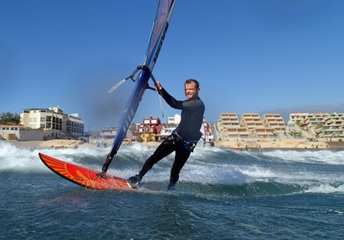 Windsurfing at Playa Sur in El Medano Tenerife 25-01-2014