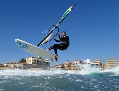 Windsurfing at Playa Sur in El Medano Tenerife 25-01-2014 Sparky