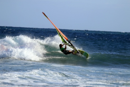 Windsurfing at south swell at Harbour Wall in El Medano Tenerife 25-04-2016