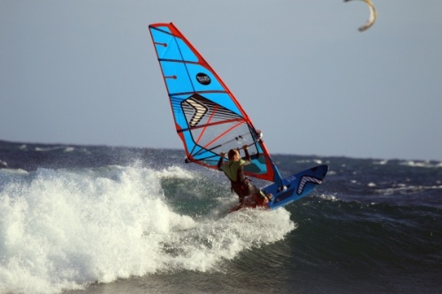 Windsurfing at south swell at Harbour Wall in El Medano Tenerife 25-04-2016