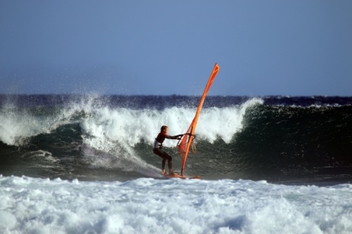 Windsurfing at south swell at Harbour Wall in El Medano Tenerife 25-04-2016