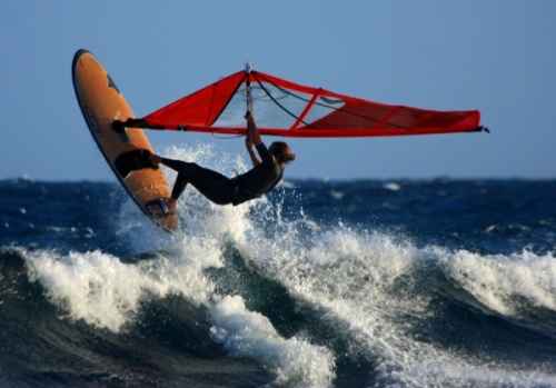 Windsurfing El Medano Harbour Wall 09-02-2013