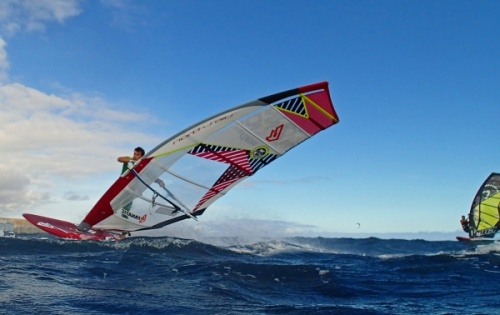 Windsurfing slalom race in El Medano Tenerife 04-01-2014