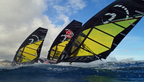 Windsurfing slalom race in El Medano Tenerife 04-01-2014