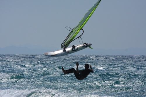 Windsurfing wave wipe outs