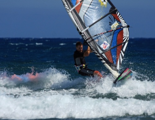 Windsurfing at Playa El Cabezo in El Medano 08-10-2002